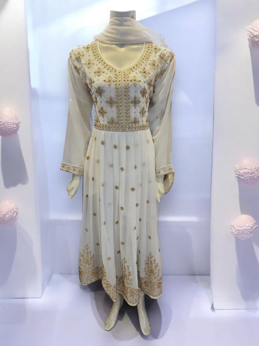 WHITE DESIGNER PARTY WEAR DRESS-ETHNIC WEAR FOR WOMEN - 205