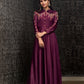 WINE COLOR GEORGETTE EMBROIDERY TRADITIONAL DESIGNER GOWN - ETHNIC WEAR FOR WOMEN - 303