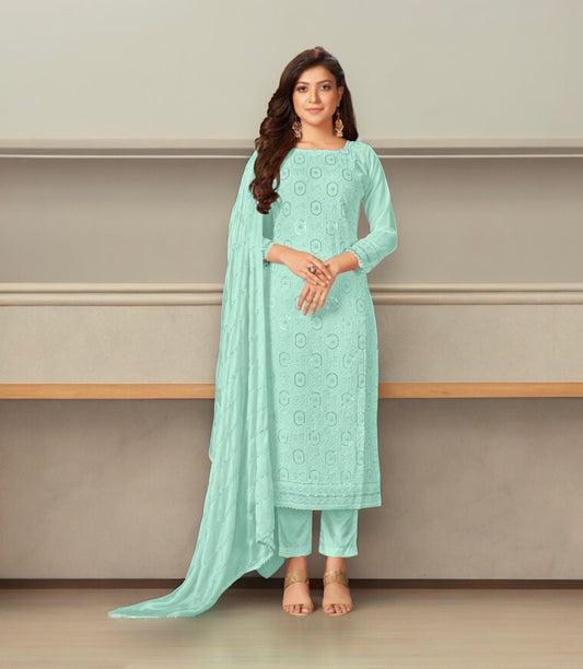 TRADITIONAL BLUE DESIGNER DRESS FOR EVERY OCCASION - 03-E-ETHNIC WEAR FOR WOMEN
