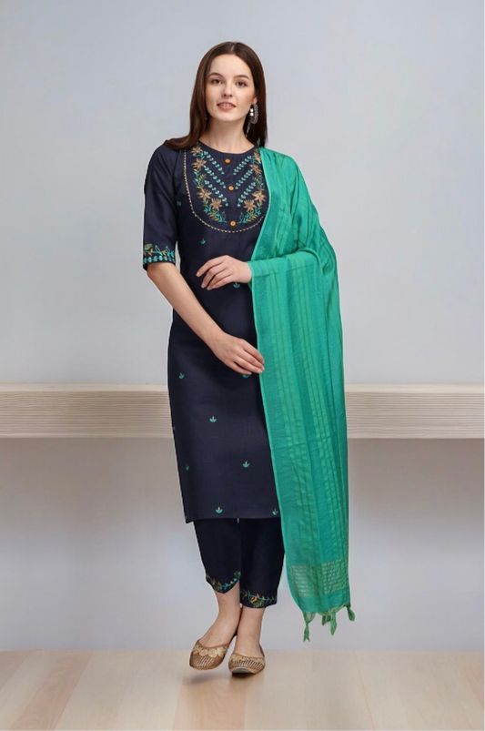 TRADITIONAL DESIGNER ETHNIC WEAR COTTON PRINTED SALWAR KAMEEZ SUIT -ETHNIC WEAR FOR WOMEN- 03