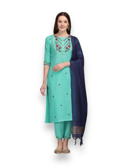 TRADITIONAL DESIGNER ETHNIC WEAR COTTON PRINTED SALWAR KAMEEZ SUIT -ETHNIC WEAR FOR WOMEN- 05