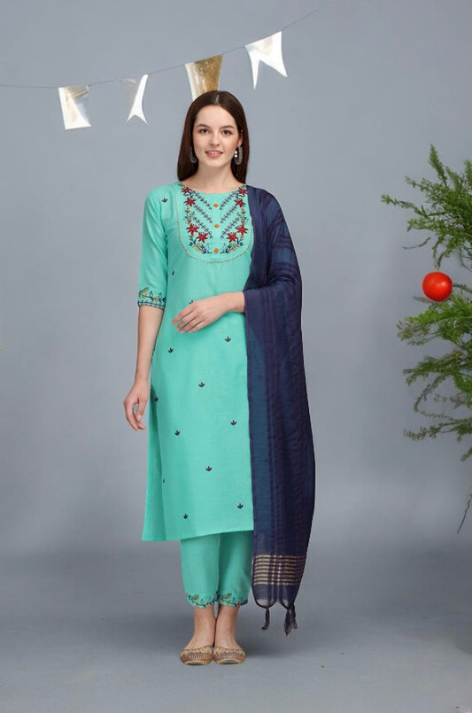 TRADITIONAL DESIGNER ETHNIC WEAR COTTON PRINTED SALWAR KAMEEZ SUIT -ETHNIC WEAR FOR WOMEN- 05