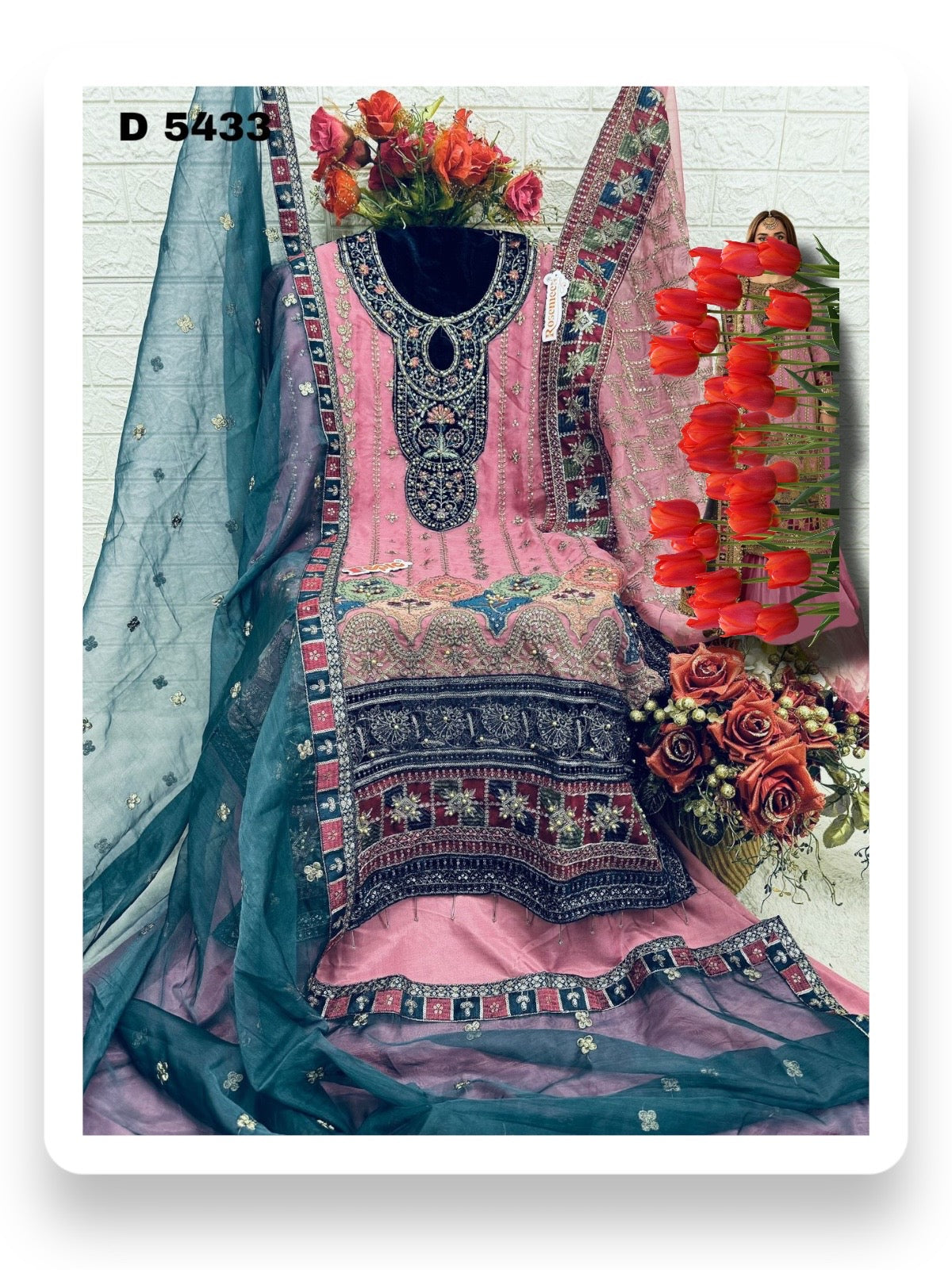 TRADITIONAL DESIGNER GHARARA SALWAR KAMEEZ SUIT -ETHNIC WEAR FOR WOMEN-D 5433 C