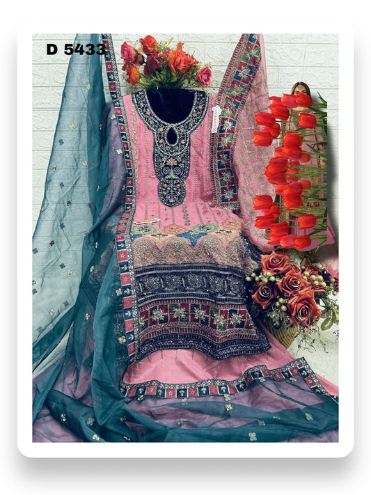 TRADITIONAL DESIGNER GHARARA SALWAR KAMEEZ SUIT -ETHNIC WEAR FOR WOMEN-D 5433 C