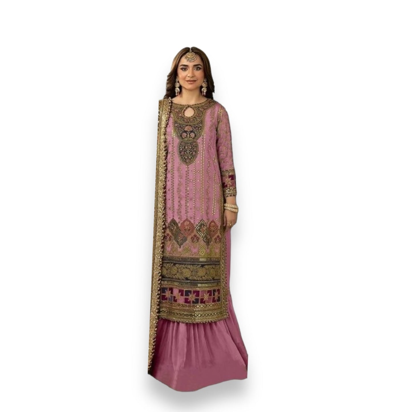 TRADITIONAL DESIGNER GHARARA SALWAR KAMEEZ SUIT -ETHNIC WEAR FOR WOMEN-D 5433 C