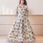 CREAM: MUSLIN PRINTED WORK TRADITIONAL GOWN-ETHNIC WEAR FOR WOMEN-02