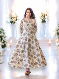 CREAM: MUSLIN PRINTED WORK TRADITIONAL GOWN-ETHNIC WEAR FOR WOMEN-02