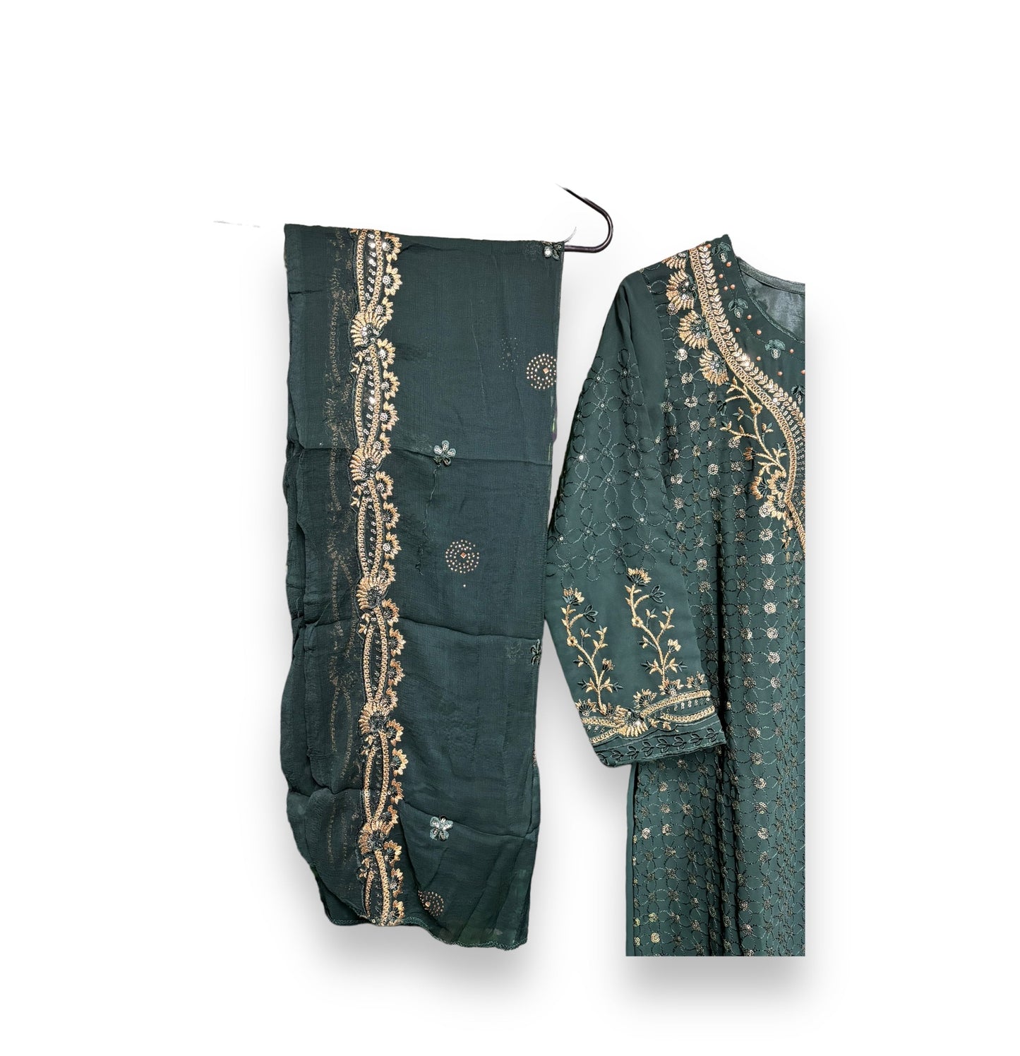 FAUX GEORGETTE TRADITIONAL WEAR SUIT WITH EMBROIDERY WORK- ETHNIC WEAR FOR WOMEN