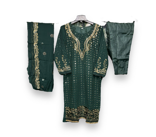 FAUX GEORGETTE TRADITIONAL WEAR SUIT WITH EMBROIDERY WORK- ETHNIC WEAR FOR WOMEN