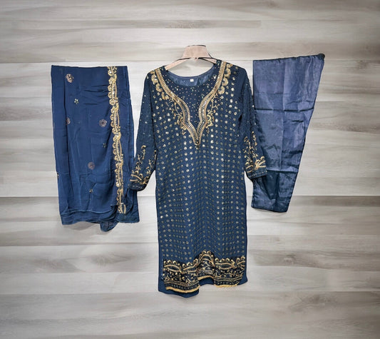 FAUX GEORGETTE TRADITIONAL WEAR SUIT WITH EMBROIDERY WORK- ETHNIC WEAR FOR WOMEN