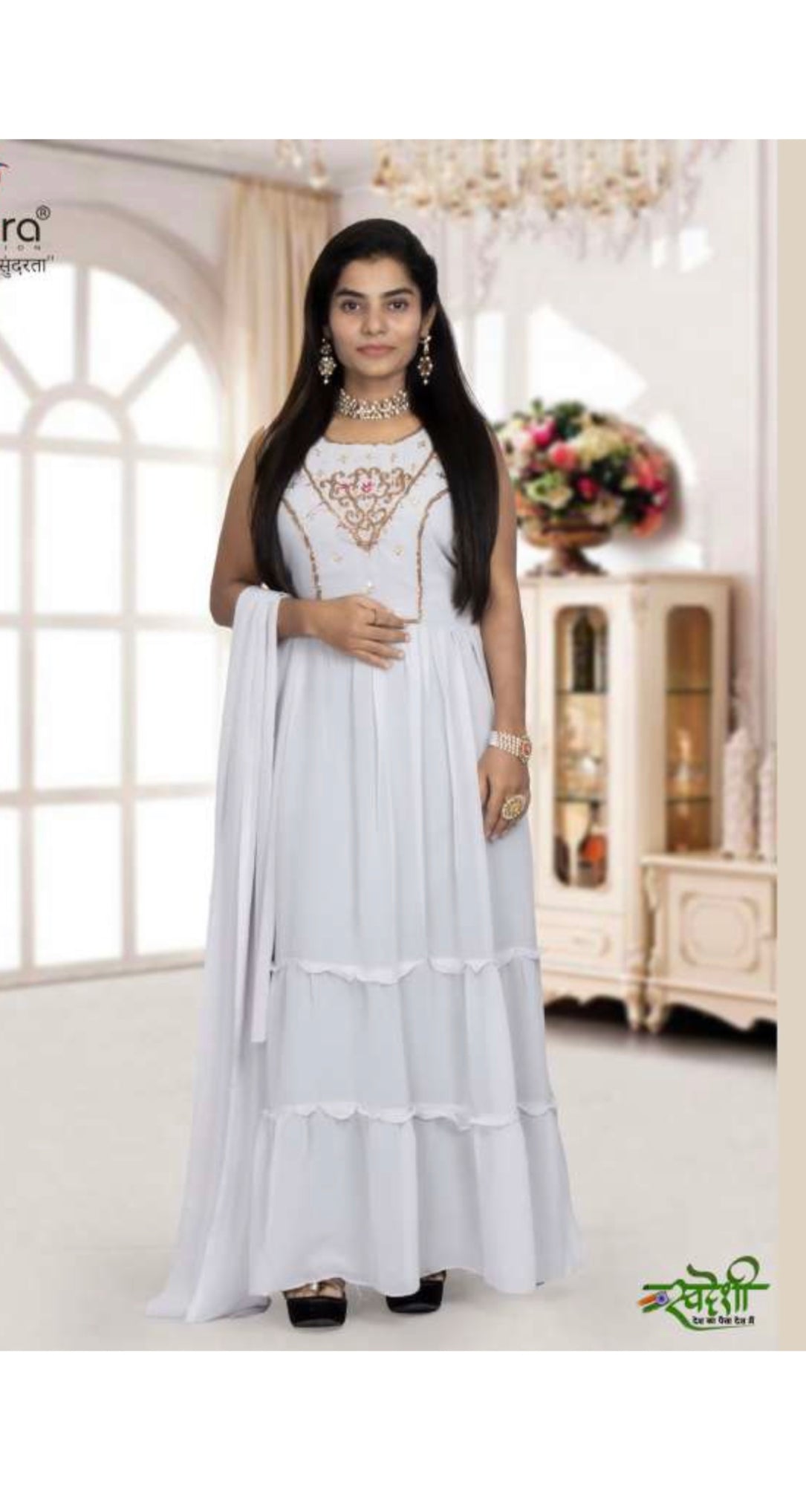 GREAT VALUE: GEORGETTE STONE WORK LONG GOWN - ELEGANT AND AFFORDABLE-04