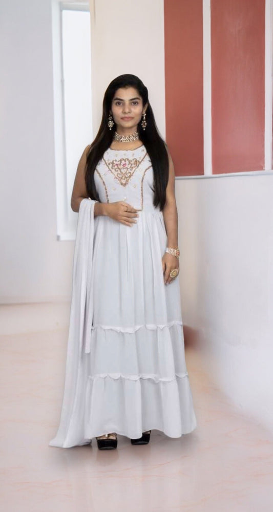 GREAT VALUE: GEORGETTE STONE WORK LONG GOWN - ELEGANT AND AFFORDABLE-04