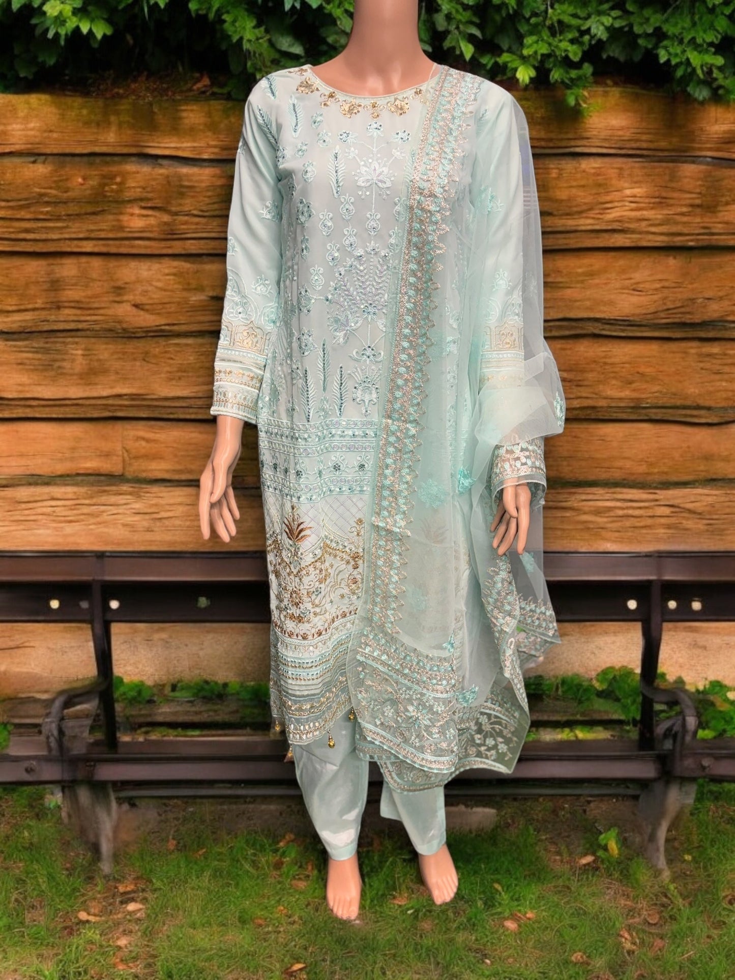 SKY BLUE GEORGETTE SALWAR KAMEEZ WITH EMBROIDERY WORK- ETHNIC WEAR FOR WOMEN