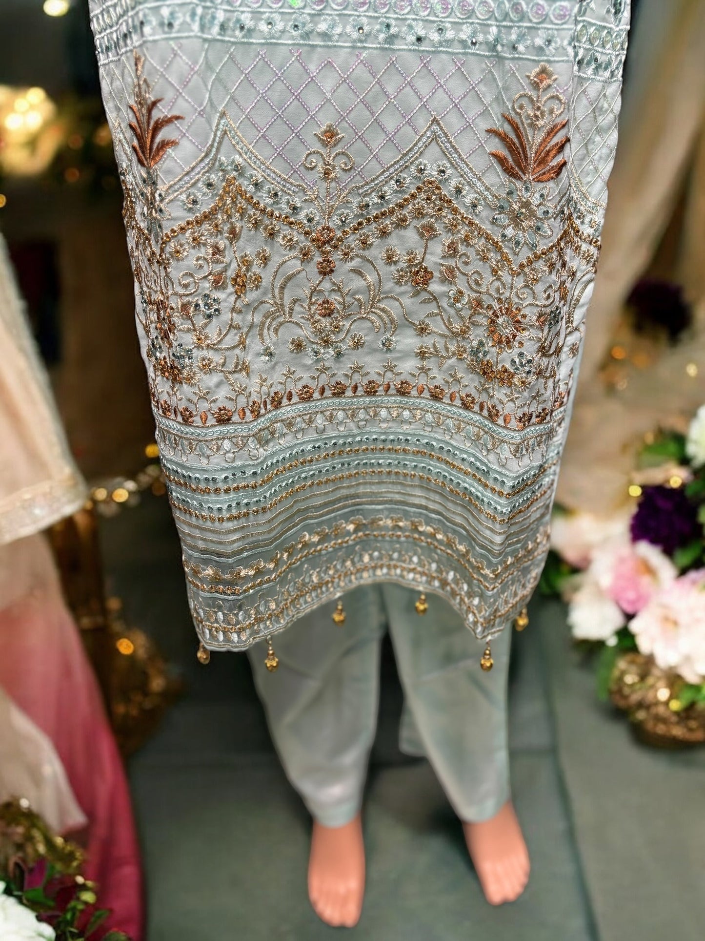 SKY BLUE GEORGETTE SALWAR KAMEEZ WITH EMBROIDERY WORK- ETHNIC WEAR FOR WOMEN