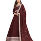 TRADITIONAL BROWN COLOR FAUX GEORGETTE GOWN WITH HEAVY WORK-ETHNIC WEAR FOR WOMEN