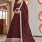 TRADITIONAL BROWN COLOR FAUX GEORGETTE GOWN WITH HEAVY WORK-ETHNIC WEAR FOR WOMEN