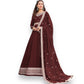TRADITIONAL BROWN COLOR FAUX GEORGETTE GOWN WITH HEAVY WORK-ETHNIC WEAR FOR WOMEN