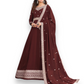 TRADITIONAL BROWN COLOR FAUX GEORGETTE GOWN WITH HEAVY WORK-ETHNIC WEAR FOR WOMEN