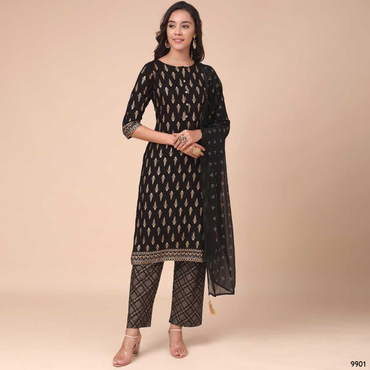 TRADITIONAL DESIGNER WEAR KURTI WITH PANT AND DUPATTA SET - 9901-ETHNIC WEAR FOR WOMEN