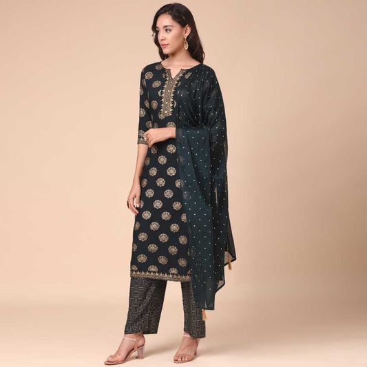 TRADITIONAL DESIGNER WEAR KURTI WITH PANT AND DUPATTA SET - 9902-ETHNIC WEAR FOR WOMEN