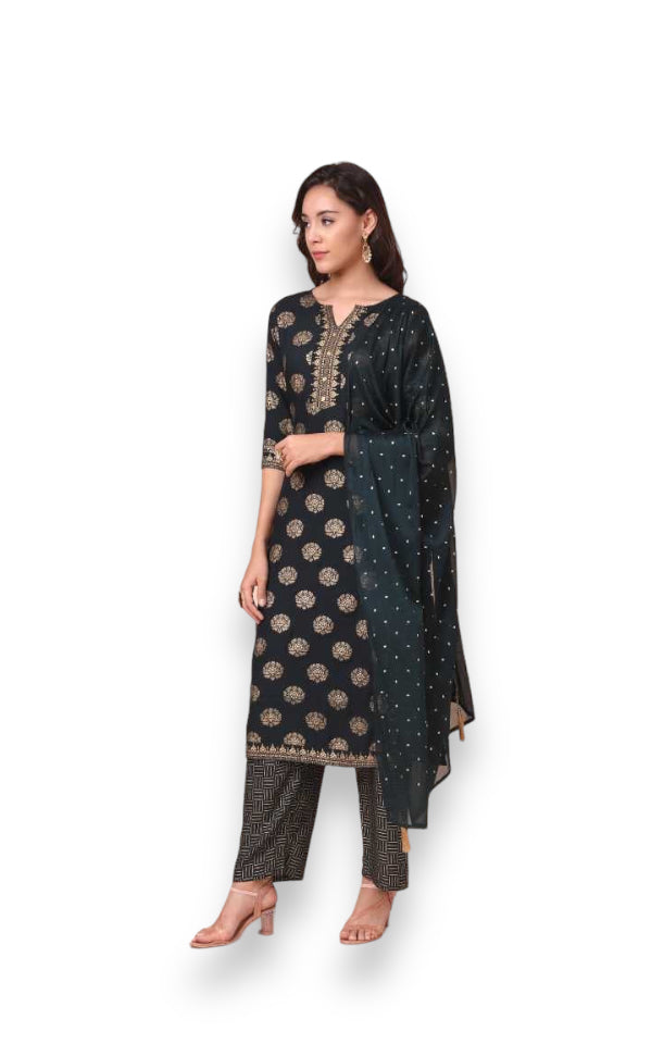 TRADITIONAL DESIGNER WEAR KURTI WITH PANT AND DUPATTA SET - 9902-ETHNIC WEAR FOR WOMEN