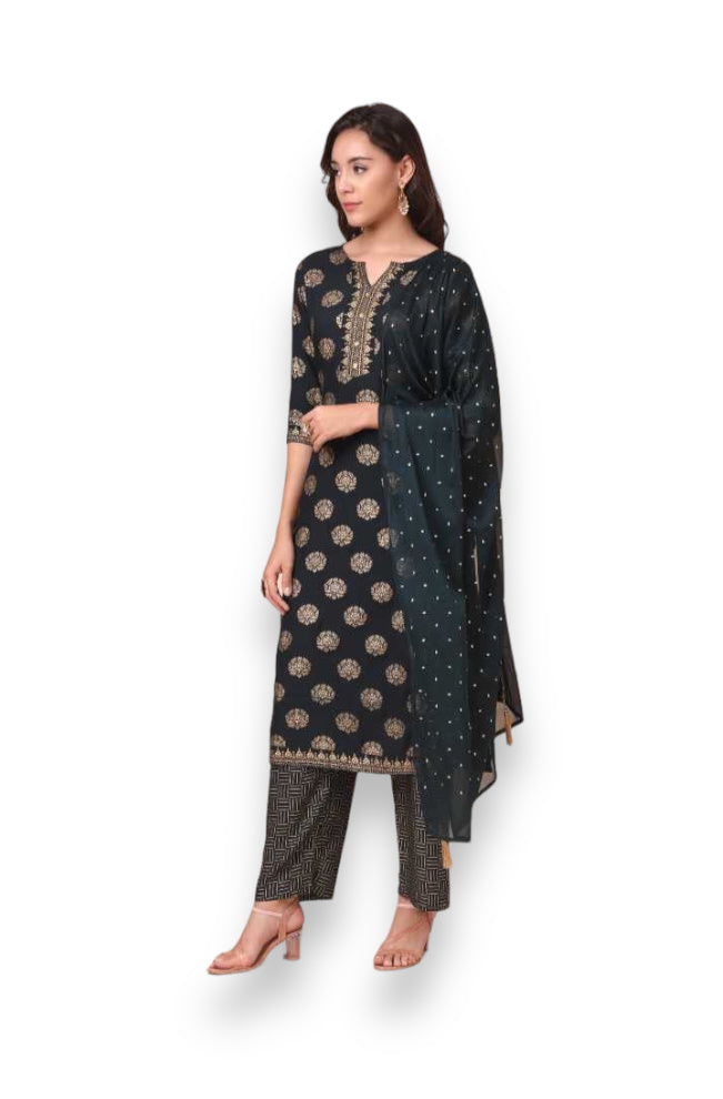 TRADITIONAL DESIGNER WEAR KURTI WITH PANT AND DUPATTA SET - 9902-ETHNIC WEAR FOR WOMEN