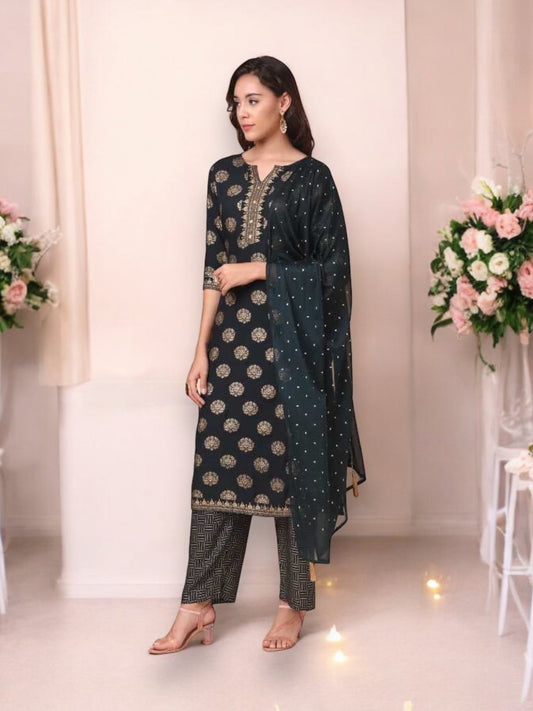 TRADITIONAL DESIGNER WEAR KURTI WITH PANT AND DUPATTA SET - 9902-ETHNIC WEAR FOR WOMEN