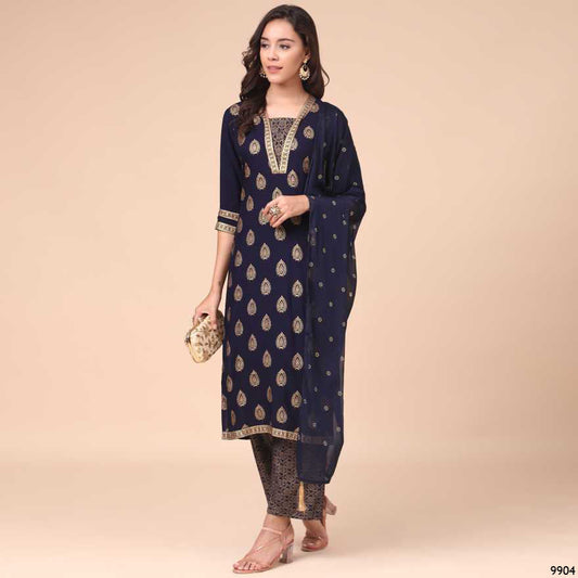 TRADITIONAL DESIGNER WEAR KURTI WITH PANT AND DUPATTA SET - 9904-ETHNIC WEAR FOR WOMEN