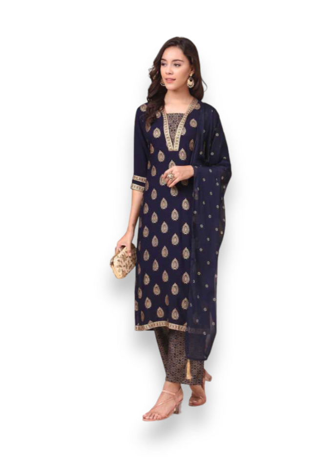 TRADITIONAL DESIGNER WEAR KURTI WITH PANT AND DUPATTA SET - 9904-ETHNIC WEAR FOR WOMEN