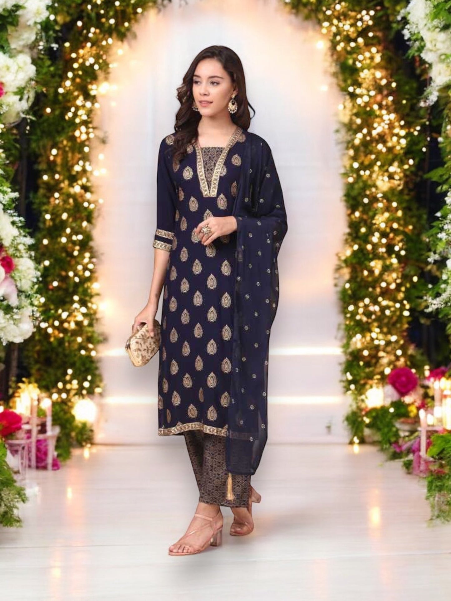 TRADITIONAL DESIGNER WEAR KURTI WITH PANT AND DUPATTA SET - 9904-ETHNIC WEAR FOR WOMEN