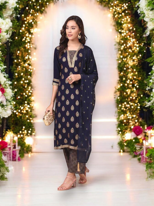 TRADITIONAL DESIGNER WEAR KURTI WITH PANT AND DUPATTA SET - 9904-ETHNIC WEAR FOR WOMEN