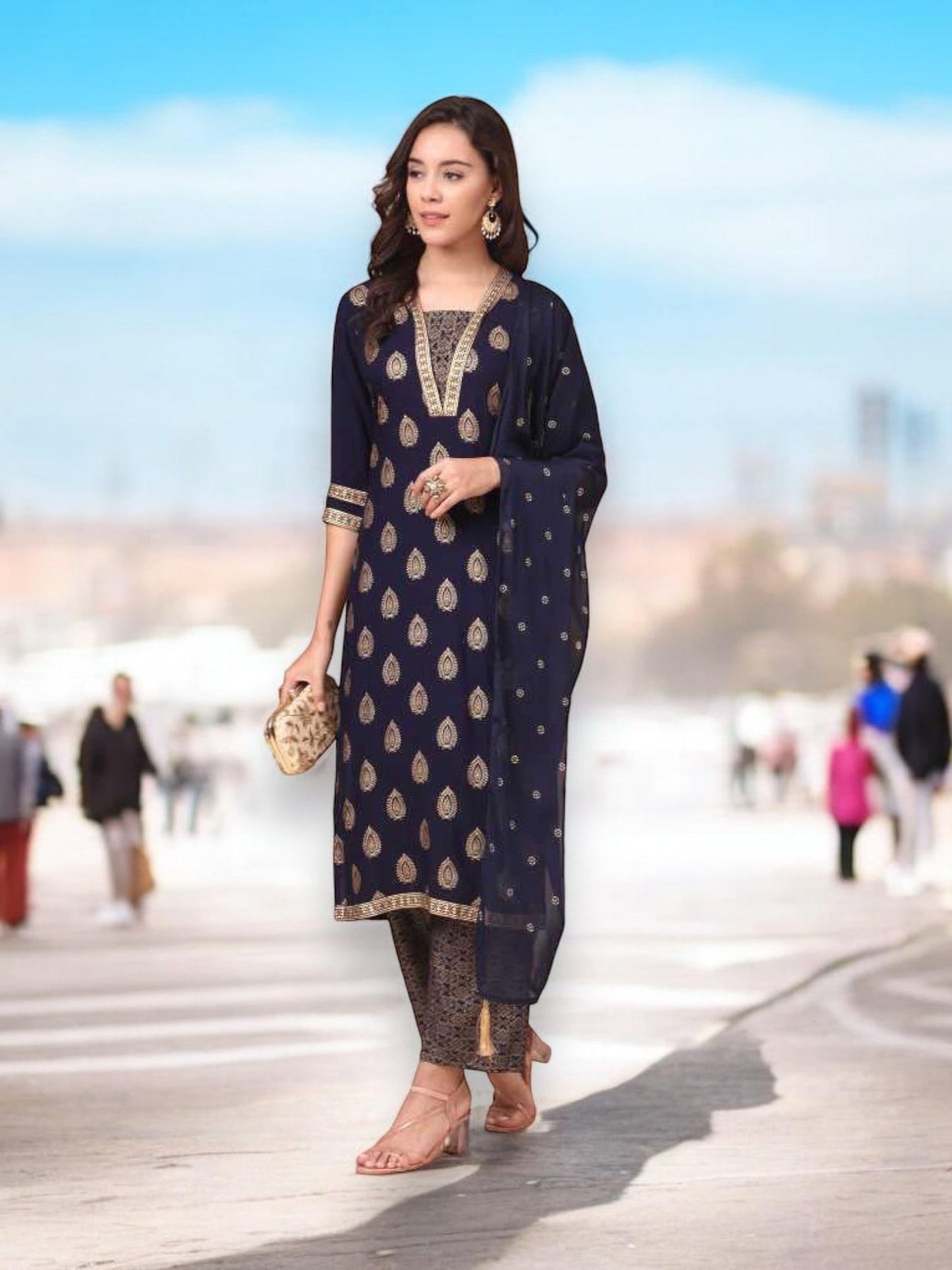 TRADITIONAL DESIGNER WEAR KURTI WITH PANT AND DUPATTA SET - 9904-ETHNIC WEAR FOR WOMEN