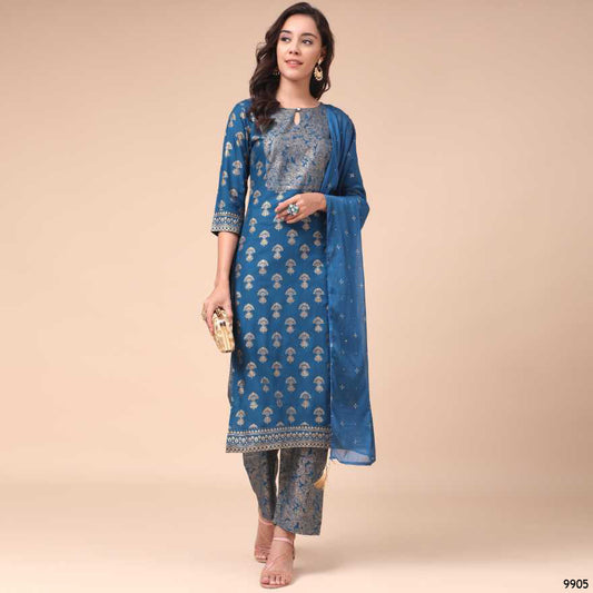 TRADITIONAL DESIGNER WEAR KURTI WITH PANT AND DUPATTA SET - 9905-ETHNIC WEAR FOR WOMEN