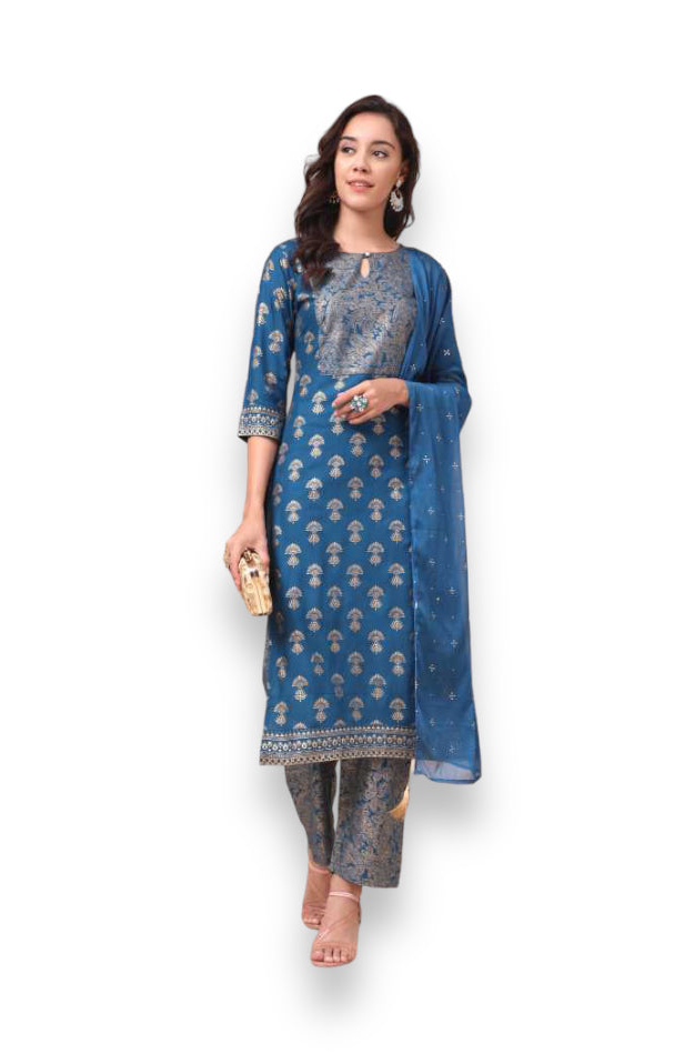 TRADITIONAL DESIGNER WEAR KURTI WITH PANT AND DUPATTA SET - 9905-ETHNIC WEAR FOR WOMEN