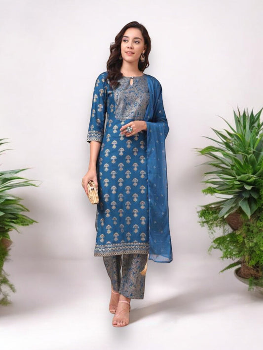 TRADITIONAL DESIGNER WEAR KURTI WITH PANT AND DUPATTA SET - 9905-ETHNIC WEAR FOR WOMEN