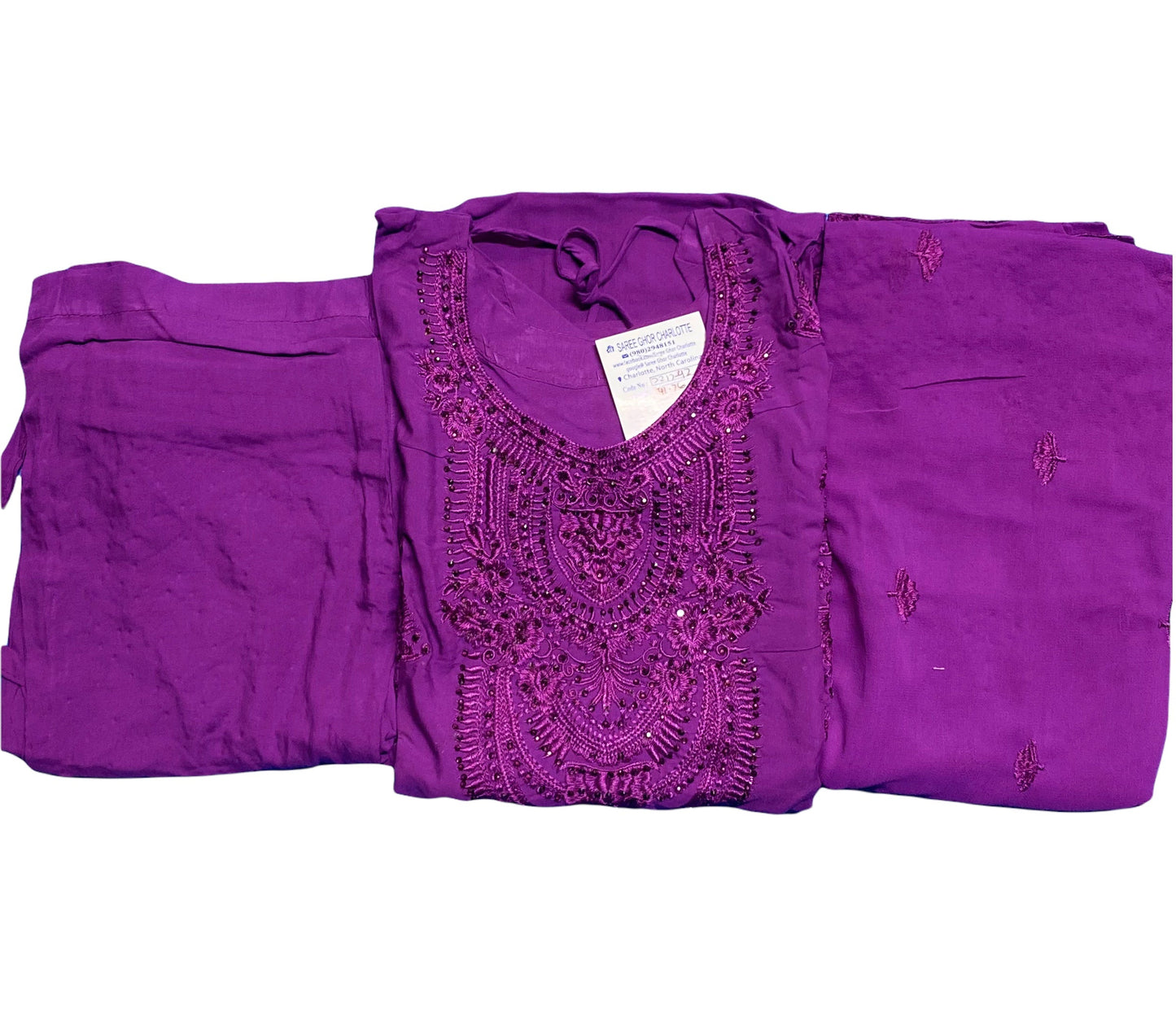 TRADITIONAL EMBROIDERY WORK COTTON LONG SLEEVE SALWAR KAMEEZ SUIT- ETHNIC WEAR FOR WOMEN 07