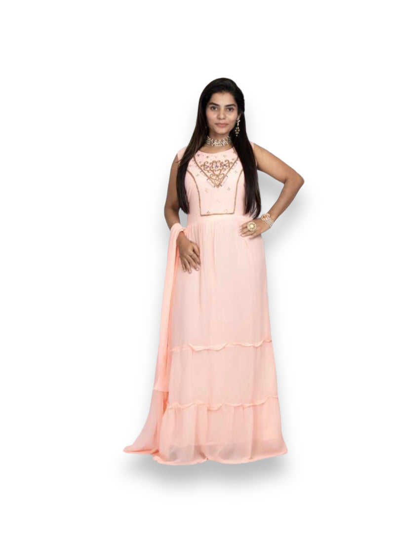 TRADITIONAL GEORGETTE STONE WORK LONG GOWN - ELEGANT AND AFFORDABLE -01-ETHNIC WEAR FOR WOMEN