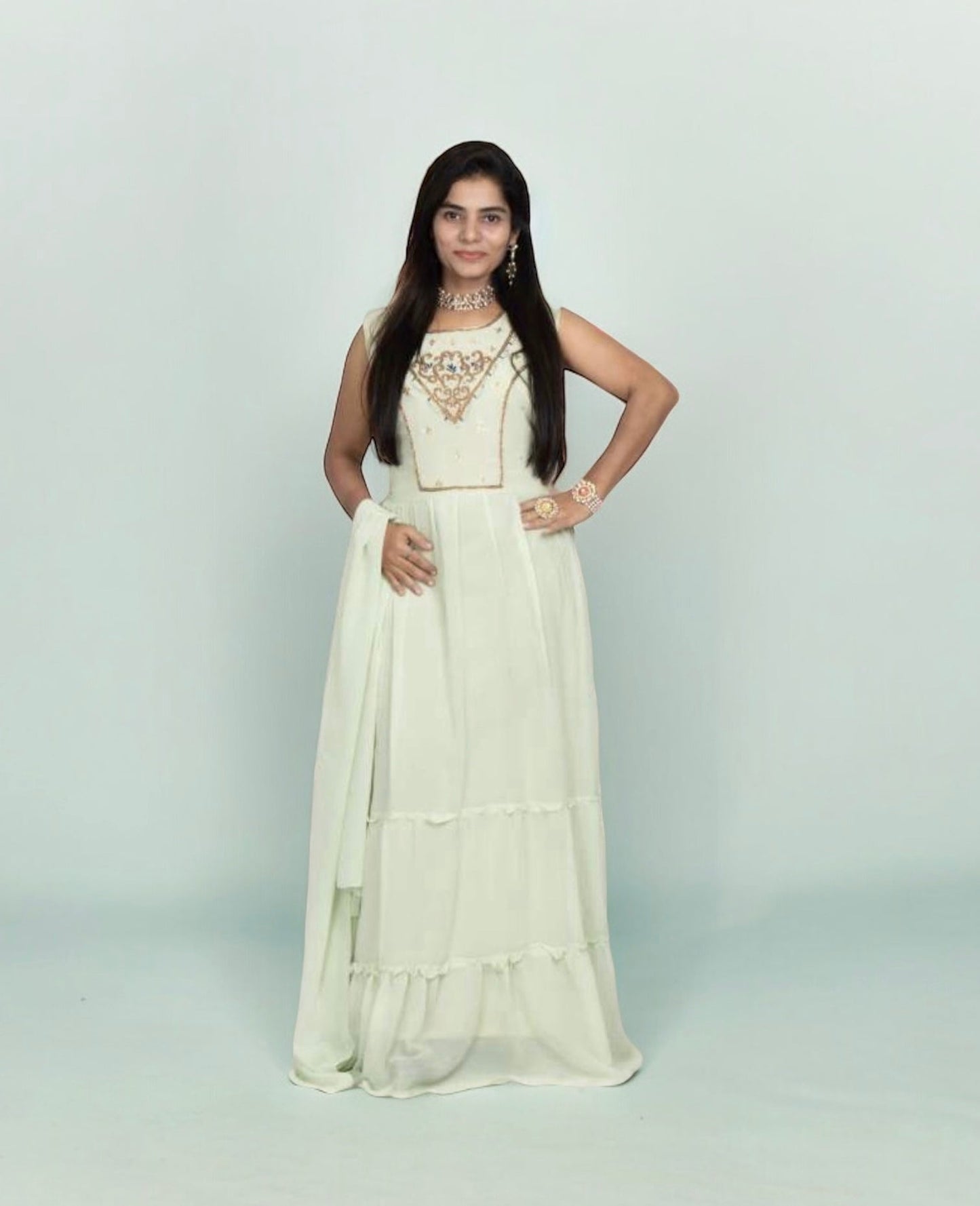 TRADITIONAL GEORGETTE STONE WORK LONG GOWN - ELEGANT AND AFFORDABLE -02-ETHNIC WEAR FOR WOMEN