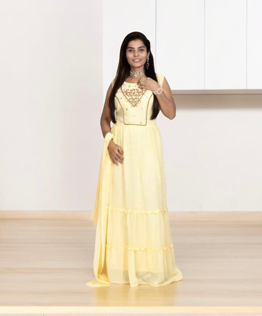 TRADITIONAL GEORGETTE STONE WORK LONG GOWN - ELEGANT AND AFFORDABLE-03-ETHNIC WEAR FOR WOMEN