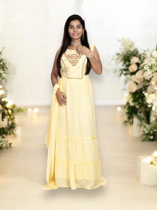TRADITIONAL GEORGETTE STONE WORK LONG GOWN - ELEGANT AND AFFORDABLE-03-ETHNIC WEAR FOR WOMEN