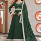 TRADITIONAL GREEN COLOR FAUX GEORGETTE GOWN WITH HEAVY WORK-ETHNIC WEAR FOR WOMEN