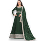 TRADITIONAL GREEN COLOR FAUX GEORGETTE GOWN WITH HEAVY WORK-ETHNIC WEAR FOR WOMEN