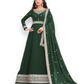 TRADITIONAL GREEN COLOR FAUX GEORGETTE GOWN WITH HEAVY WORK-ETHNIC WEAR FOR WOMEN