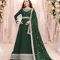 TRADITIONAL GREEN COLOR FAUX GEORGETTE GOWN WITH HEAVY WORK-ETHNIC WEAR FOR WOMEN