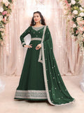TRADITIONAL GREEN COLOR FAUX GEORGETTE GOWN WITH HEAVY WORK-ETHNIC WEAR FOR WOMEN