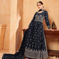 TRADITIONAL NAVY BLUE NAYRA CUT FAUX GEORGETTE WEDDING WEAR SALWAR SUIT-ETHNIC WEAR FOR WOMEN