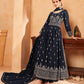 TRADITIONAL NAVY BLUE NAYRA CUT FAUX GEORGETTE WEDDING WEAR SALWAR SUIT-ETHNIC WEAR FOR WOMEN