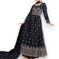 TRADITIONAL NAVY BLUE NAYRA CUT FAUX GEORGETTE WEDDING WEAR SALWAR SUIT-ETHNIC WEAR FOR WOMEN