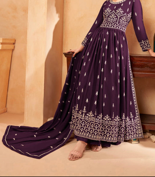 TRADITIONAL NAYRA CUT FAUX GEORGETTE WEDDING WEAR SALWAR SUIT-ETHNIC WEAR FOR WOMEN