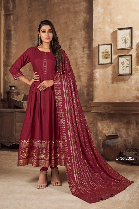 TRADITIONAL RAYON PRINTED KURTI WITH DUPATTA: EMBRACE YOUR FEMININE CHARM-ETHNIC WEAR FOR WOMEN